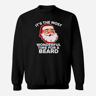 Mens Funny Santa Beard Wonderful Time For A Beard Vintage Sweat Shirt - Seseable