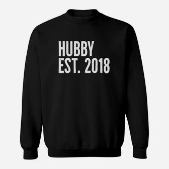Mens Hubby Est 2018 T-shirt Husband Fiance Getting Married Sweat Shirt - Seseable