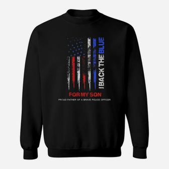 Men's I Back The Blue For My Son Thin Blue Line Police Dad T Shirt Sweat Shirt - Seseable