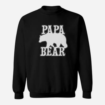 Mens Papa Bear Dad Daddy Father Fathers Day Present Sweat Shirt - Seseable