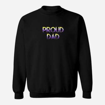 Mens Proud Dad Nonbinary Pride Flag Lgbt Fathers Day Shirt Sweat Shirt - Seseable