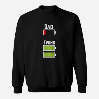 Mens Tired Twin Dad Low Battery Charge T-shirt - Men Black Men Sweat Shirt - Seseable