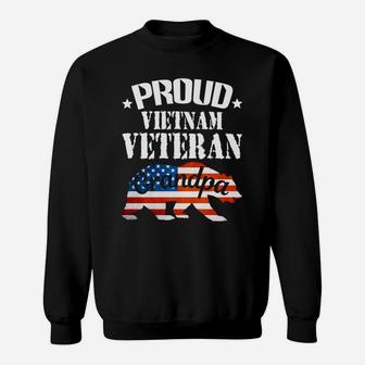 Mens Vietnam Veterans Fathers Day Proud Grandpa Bear Sweat Shirt - Seseable