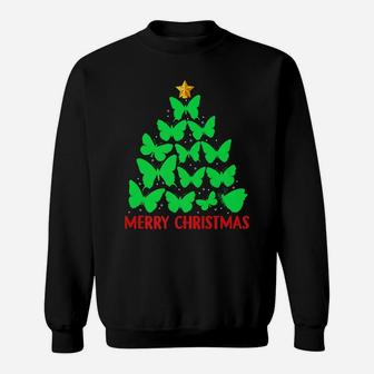 Merry Christmas Butterfly Tree Sweat Shirt - Seseable