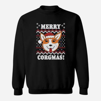 Merry Corgmas Funny Corgi Graphic Dog Ugly Christmas Sweat Shirt - Seseable