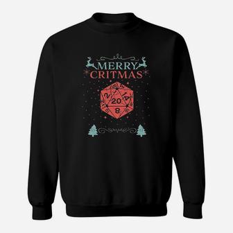 Merry Critmas 20 Sided Dice Rpg Christmas Holiday Board Game Sweat Shirt - Seseable