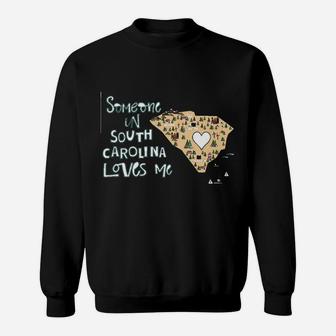 Missing You Gift Someone From South Carolina Loves Me Heart In South Carolina Sweat Shirt - Seseable