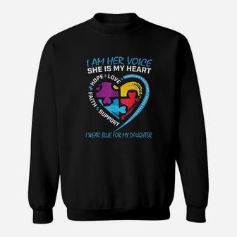 Mom Dad Puzzle I Wear Blue For My Daughter Awareness Sweat Shirt - Seseable
