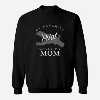 Mom Mother Son Daughter Airplane Pilot Birth Day Sweat Shirt - Seseable