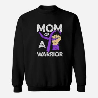 Mom Of A Warrior Epilepsy Day Purple Ribbon Sweat Shirt - Seseable