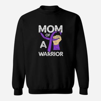 Mom Of A Warrior Purple Ribbon Sweat Shirt - Seseable