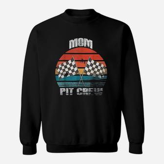 Mom Pit Crew Race Car Chekered Flag Vintage Racing Sweat Shirt - Seseable