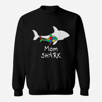 Mom Shark Puzzle Piece Cool Awareness Gift Sweat Shirt - Seseable