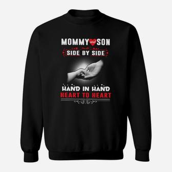Mommy And Son Side By Side Hand In Hand Heart To Hear Sweat Shirt - Seseable