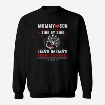 Mommy And Son Side By Side Hand In Hand Heart To Heart Sweat Shirt - Seseable