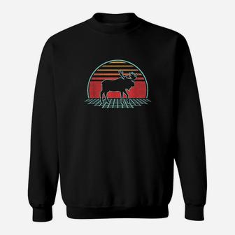 Moose Retro Vintage Elk 80s Style Animal Lover Gift Sweat Shirt - Seseable