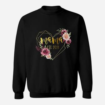 Mothers Day Baby Shower 1St Time Mom Mama Est 2022 Floral Sweat Shirt - Seseable