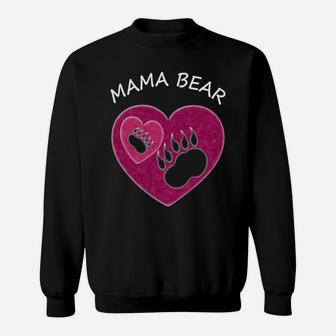 Mothers Day Heart Mama Bear Cute Paw Of A Bear Sweat Shirt - Seseable