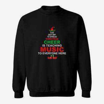 Music Teacher Christmas Elf Cheer Sweat Shirt - Seseable