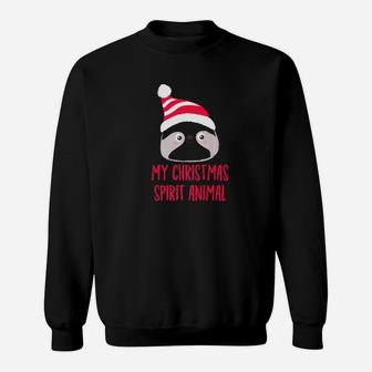 My Christmas Spirit Animal Sloth Hat Holiday Gift Sweat Shirt - Seseable