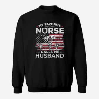 My Favorite Nurse Calls Me Husband Usa Flag Husband Gif Sweat Shirt - Seseable