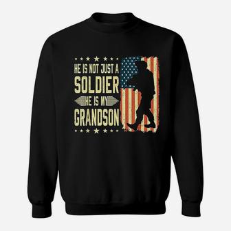 My Grandson Is A Soldier Hero Proud Army Grandparent Gifts Sweat Shirt - Seseable