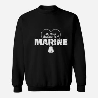 My Heart Belongs To A Marine Missy Fit Sweat Shirt - Seseable