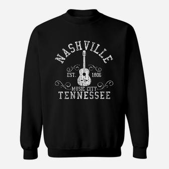 Nashville Tennessee Country Music City Guitar Gift Sweat Shirt - Seseable