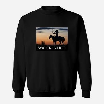 Native American Warrior Shirt Water Is Life Horse T-shirt Sweat Shirt - Seseable
