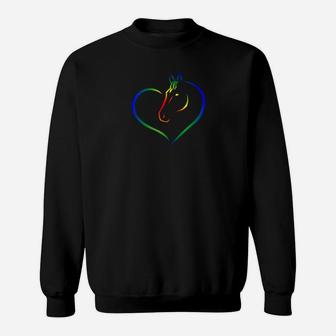 Neonkontur Drachen in Herzform Unisex Sweatshirt, Moderne Neon Grafik - Seseable