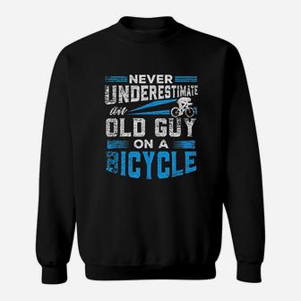 Never Underestimate An Old Guy On A Bicycle Sweatshirt - Seseable