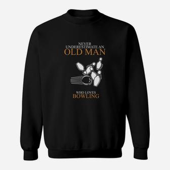 Never Underestimate An Old Man Bowling Sweatshirt - Seseable
