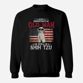 Never Underestimate An Old Man With A Shih Tzu Sweat Shirt - Seseable