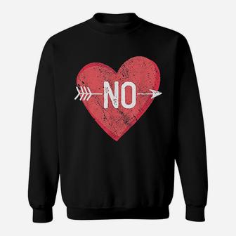 No Anti Valentine Day Pink Candy Heart Love Funny Sweat Shirt - Seseable