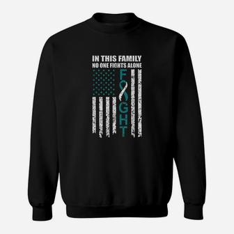 No One Fights Alone Cervical Awareness Us Flag Sweat Shirt - Seseable