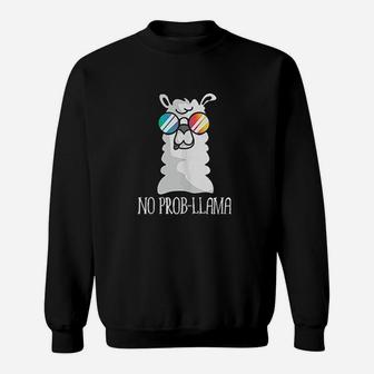 No Probllama No Problem Cute Funny Cool Llama Alpaca Gift Sweatshirt - Seseable