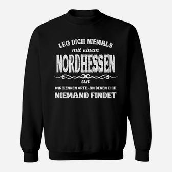 Nordhessen Slogan Sweatshirt, Humorvolles Design in Schwarz - Seseable