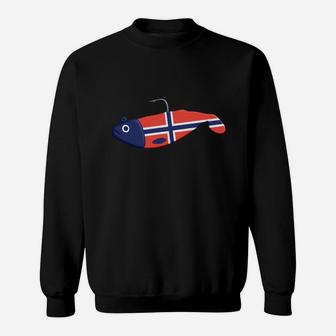 Norwegischer Flaggenfisch Schwarzes Sweatshirt, Spezielles Design Tee - Seseable