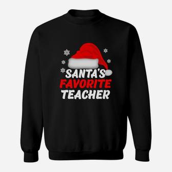 Official Santa’s Favorite Teacher Funny Christmas Women Gift Sweater Sweat Shirt - Seseable
