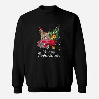 Official Soft Coated Wheaten Terrier Rides Red Truck Christmas Sweater Sweat Shirt - Seseable