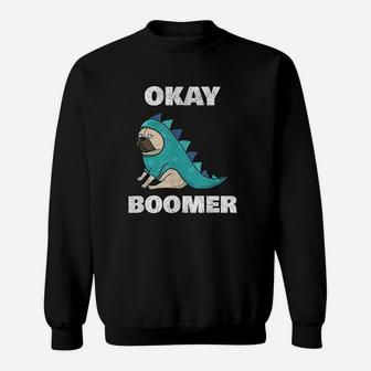 Ok Boomer Funny Ok Boomer Dinosaur Pug Okay Boomer Sweat Shirt - Seseable