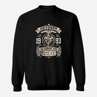 Oktober 1993 Legenden Geburtstag Schwarzes Sweatshirt, Retro Design - Seseable