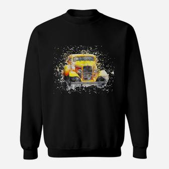 Old Vintage American Classic Car Watercolor Retro Sweat Shirt - Seseable