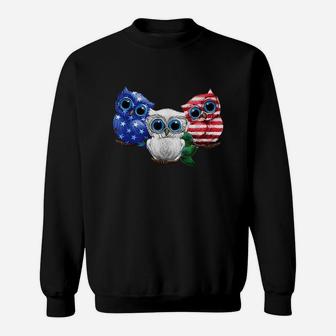 Owls American Flag 4th Of July Owl Independence Day Owl Usa Shirt Sweatshirt - Seseable