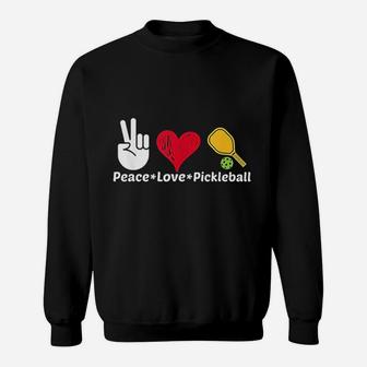 Paddleball Sports Mom Dad Retirement Peace Love Pickleball Sweat Shirt - Seseable