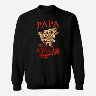 Papa Angler Legende Schwarzes Sweatshirt, Geschenk für Fischer - Seseable