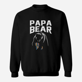 Papa Bear Father Colorful Puzzle Sweat Shirt - Seseable