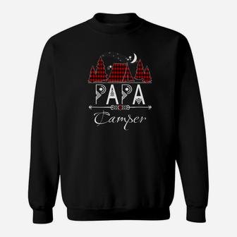 Papa Camping Lover Vacation Lumberjack Plaid Gift Sweat Shirt - Seseable