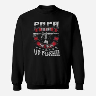 Papa The Man Veteran Dad Sweat Shirt - Seseable