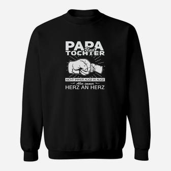 Papa und Tochter Herz an Herz Sweatshirt, Schwarz mit Aufdruck - Seseable